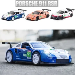 1:32 Porsche 911 RSR Alloy Car Model Sound and Light Pull Back Collection Diecast Vehicles Car Toys for Kids