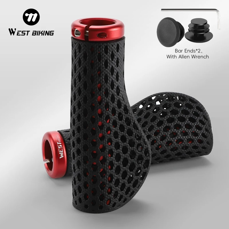 

Велосипедные грипсы WEST BIKING с 3D-печатью, амортизирующие, интегрированные, эргономичные, для MTB, аксессуары для велосипедов
