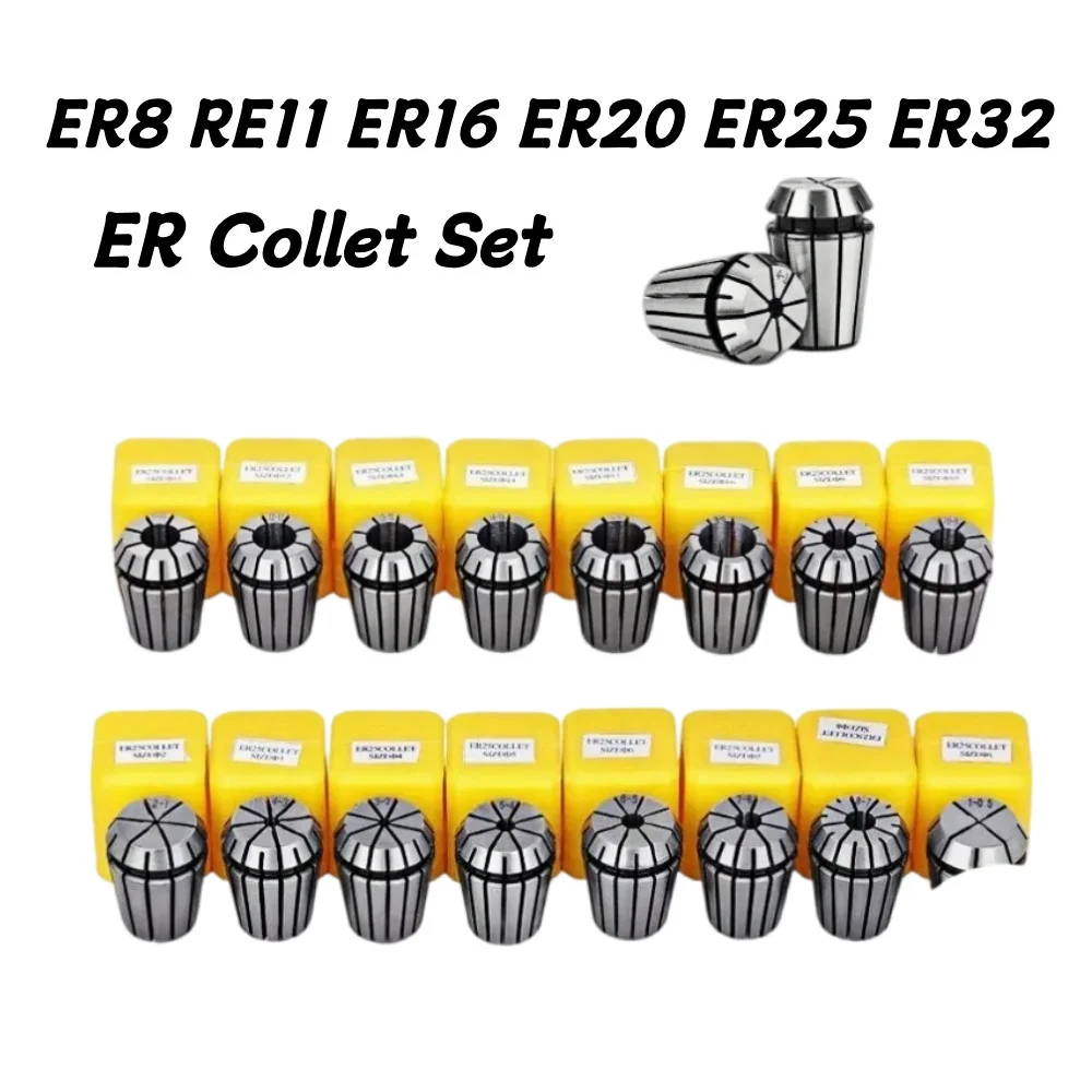ER Collet Set ER8 ER11 ER16 ER20 ER25 ER32 Spring Collets for CNC Machining Center, Engraving Machine, Lathe and Milling Tool