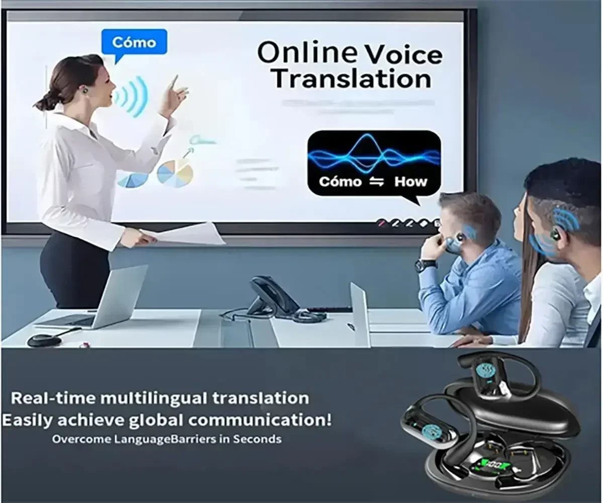 UYUXIO Real Time Ai Translation Wireless Earphone with 144 Languages Translator Earbuds OWS Headphones Ear Buds for Travel