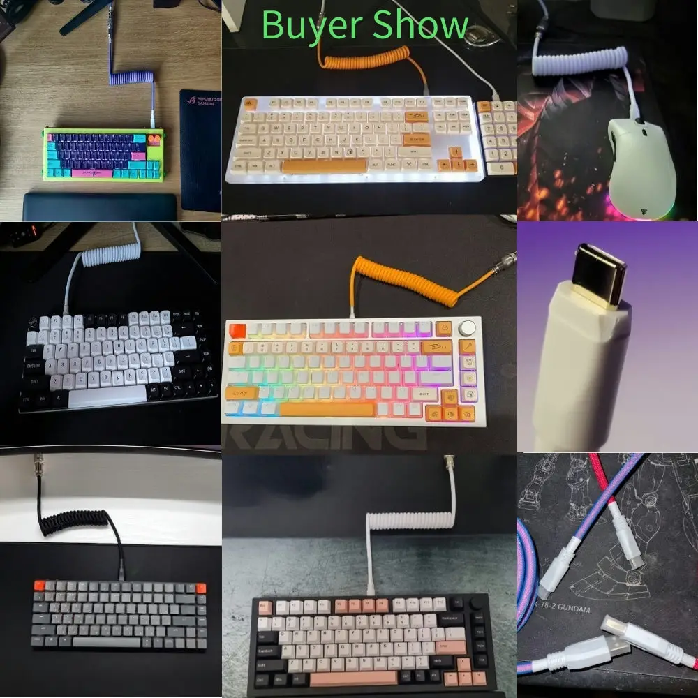 Type C USB Cable Mechanical Keyboard Coiled Cable Wire Mechanical Keyboard Aviator Desktop Computer Aviation Connector