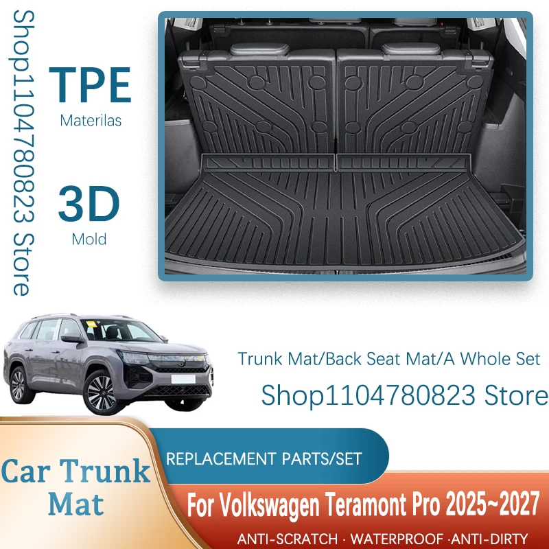 

Задние коврики в багажник автомобиля для Volkswagen Teramont Pro VW Atlas MK2 2025 2026 2027 7SEAT, водонепроницаемая подкладка для багажника, аксессуары для хранения