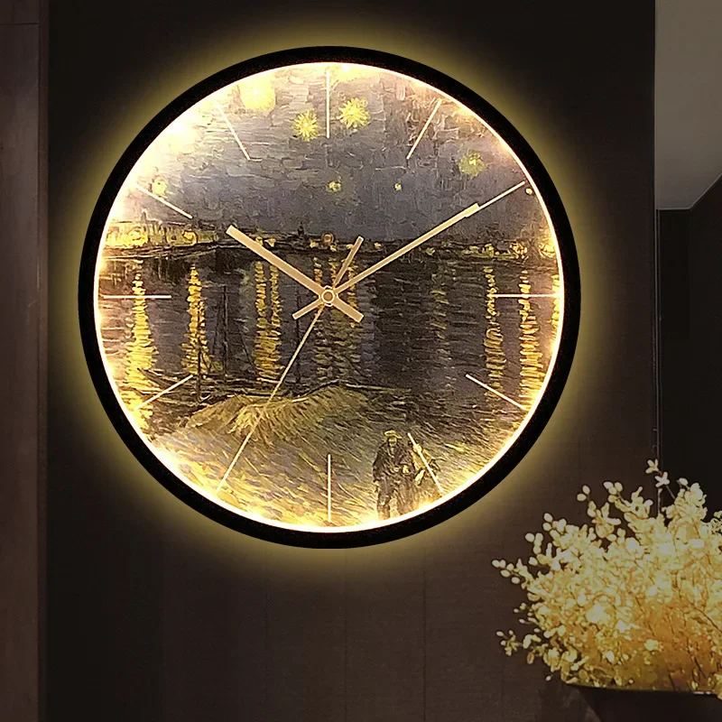 Voice-activated luminous wall clock, simple modern wall watch, bedroom study home clock, living room decoration creative clock