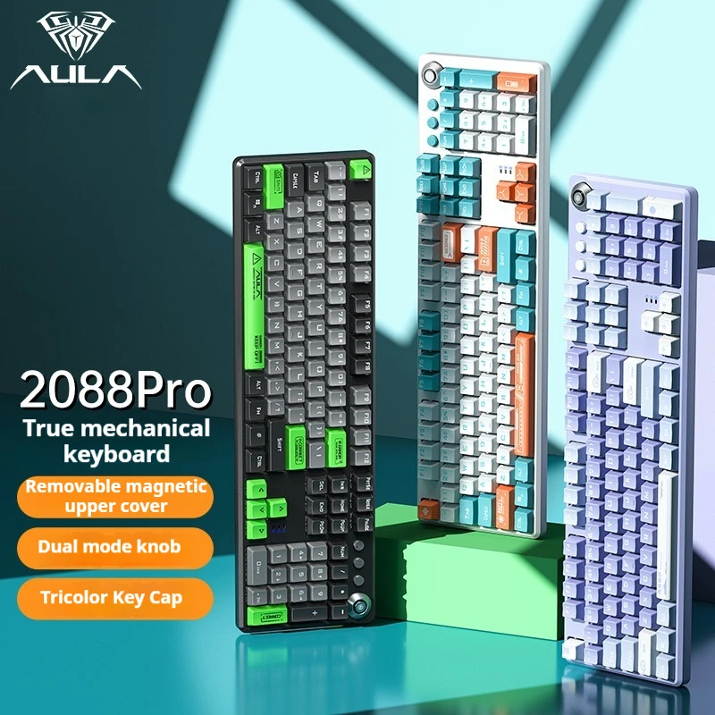 F2088pro Wired 108-Key Rgb Mechanical Keyboard Notebook Esports Game With Magnetic Cover Mechanical Gamer Keyboard Knob Button