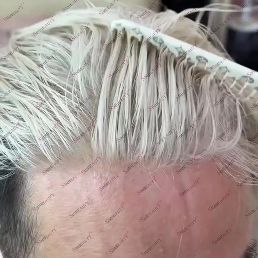 

Натуральная линия волос из микрокожи, европейские светлые человеческие волосы, парик для мужчин, 60R, 0,06 мм, необнаружимые тонкие мужские протезы, парики