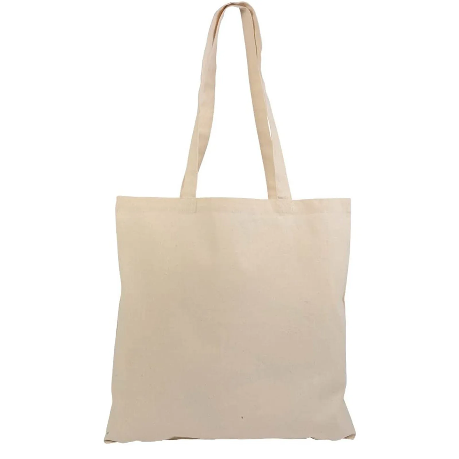 Shopping Bags Large Capacity Canvas Folding Eco-Friendly Cotton Tote Bags Reusable DIY Shoulder Bag Grocery Handbag Beige White