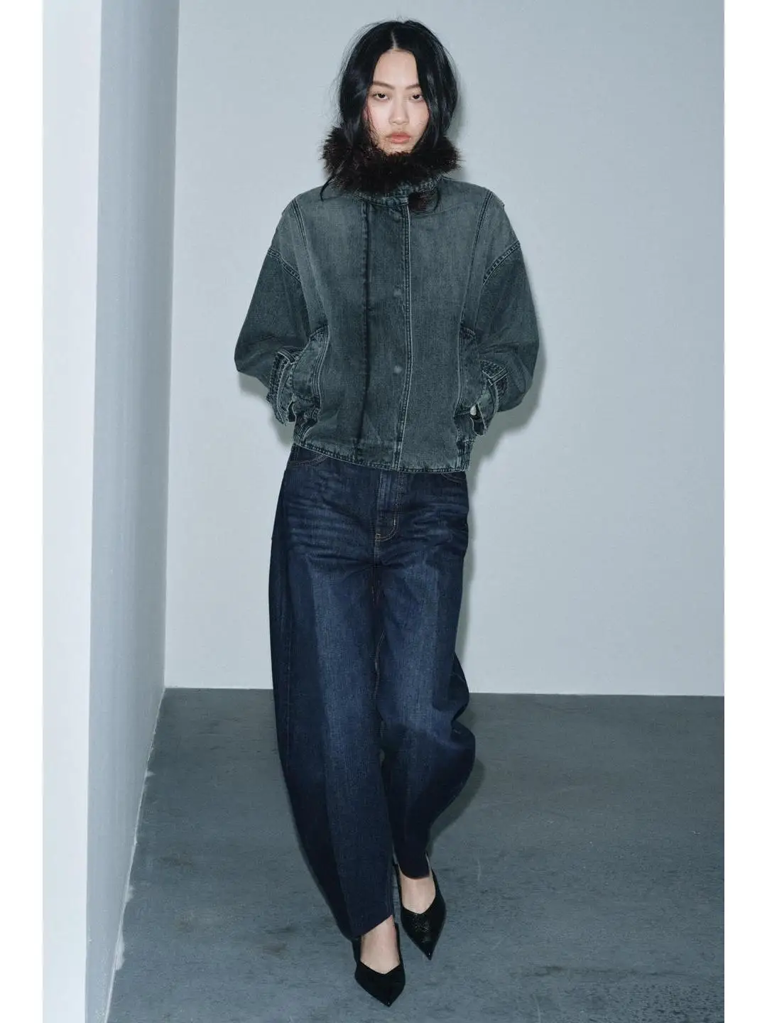 

Detachable Faux Fur Effect Denim Pilot Jaet Outerwear Casual Sle Youth Women's Long Sve Button Closure Travel Suitable