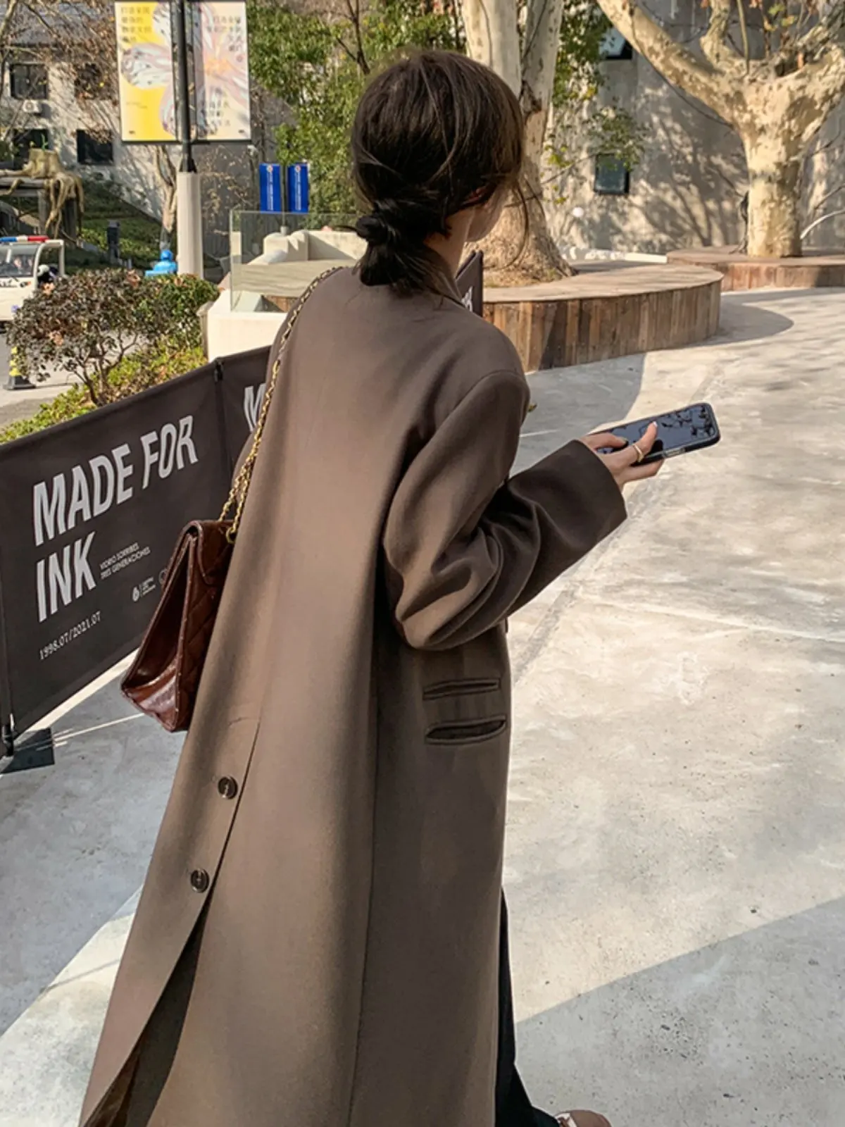 SuperAen Women's Long Notched Suit 2026 Autumn New England Style Oversize Double Breasted Loose Casual Trench Coat