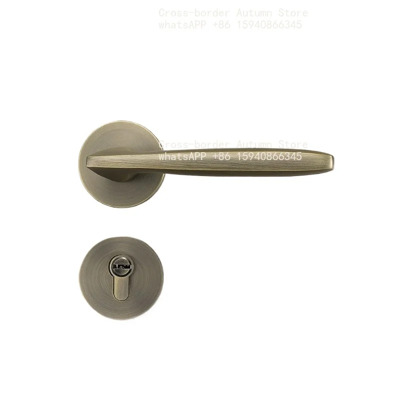 Chinese retro wind blue bronze indoor door lock bedroom door lock household universal solid wood door handle