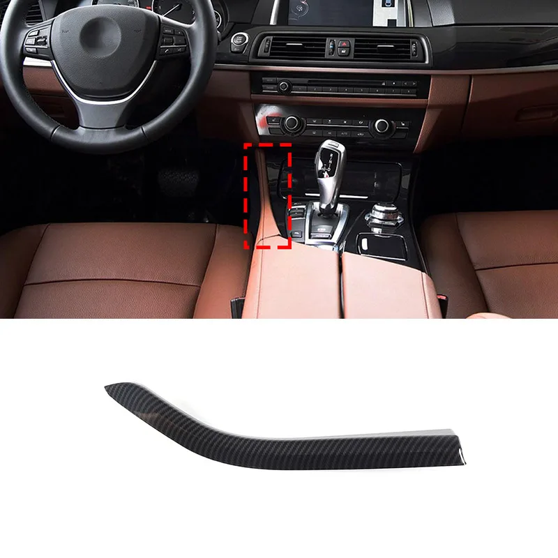 For BMW 5 Series F10 2011-2017 ABS Carbon Fiber Car Center Console Gear Shift Side Decorative Strip Sticker Car Accessories