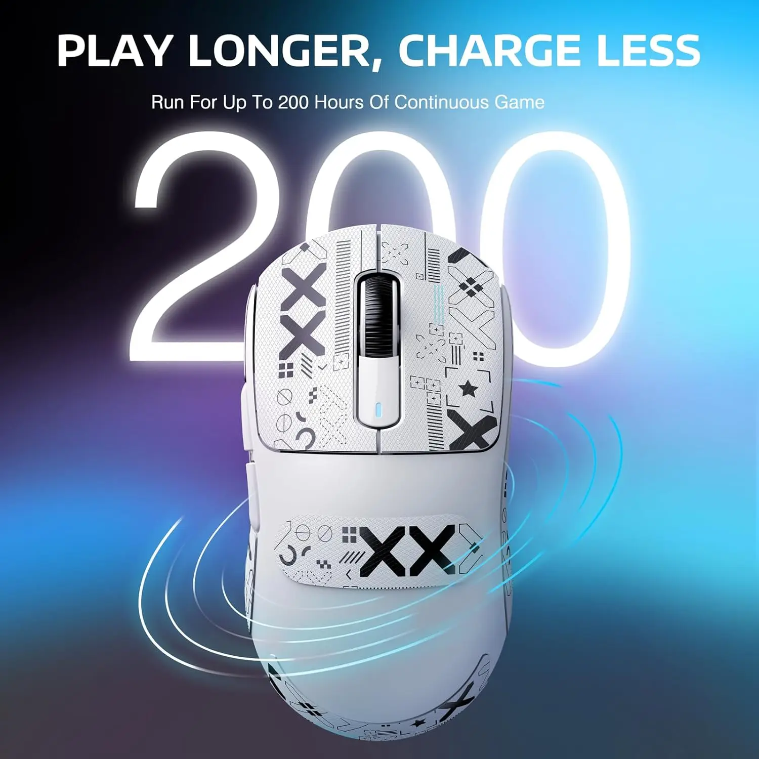 ATTACK SHARK X3 Mouse da gioco wireless leggero, trimodale 49 g, sensore DPI PAW3395 26K, durata della batteria 200 ore, 5 pulsanti programmabili