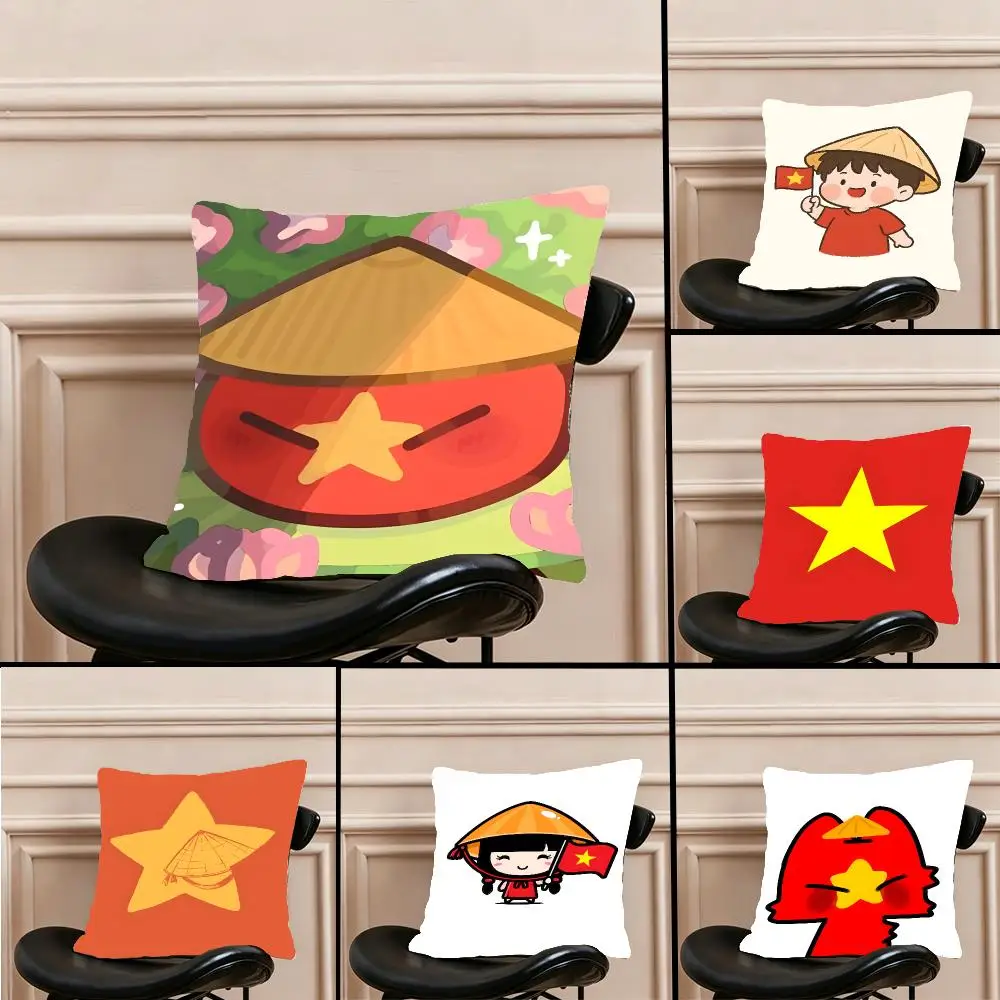Country Nation Vietnam Cushion Cover Warm coral fleece Cute kawaii plush Kawaii mascot throw