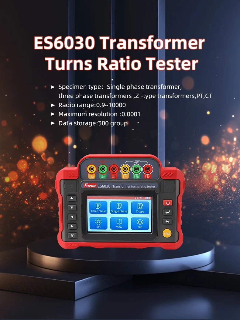 FUZRR ES6030 Three phase Oil transformer turns ratio tester dry transformer turns ratio tester CT turns ratio tester