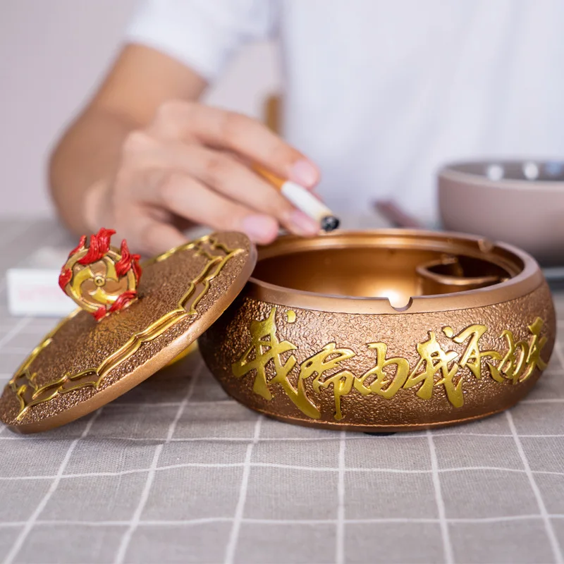 

YFY new Chinese resin retro multi-purpose ashtray creative living room coffee table office functional decoration ornament