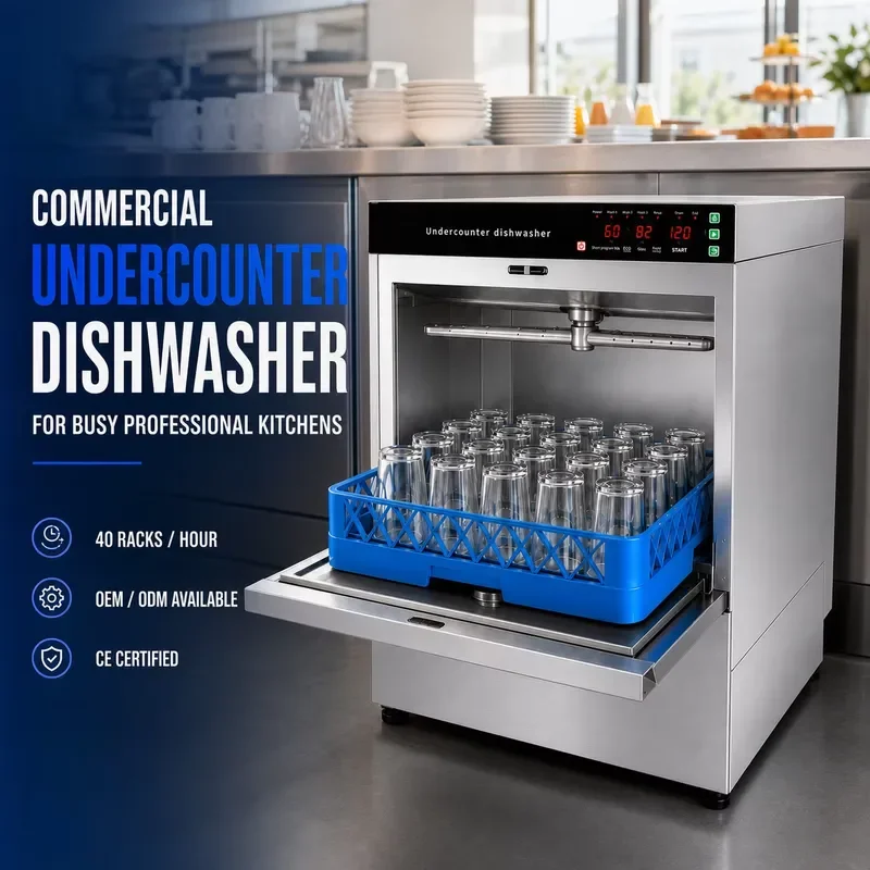 Commercial Undercounter Dishwasher Front Load Stainless Steel Tableware Washer for Restaurant Hotel Cafe Bar Kitchen Heavy