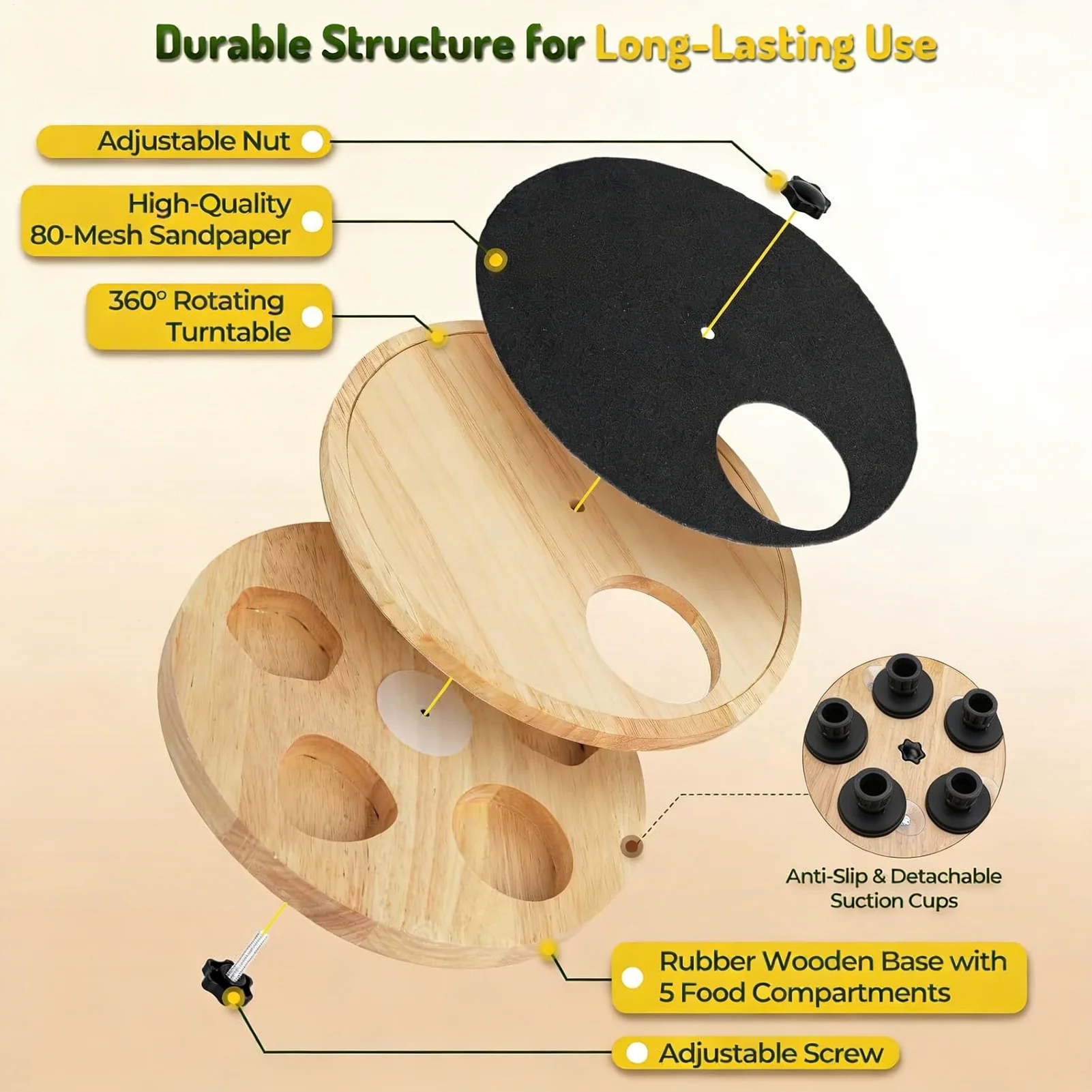 

Dog Scratch Board Wooden Rotatable With Treat Box Pet Scratch Board For Dogs For Small Medium Large Breeds Living Room Bedroom