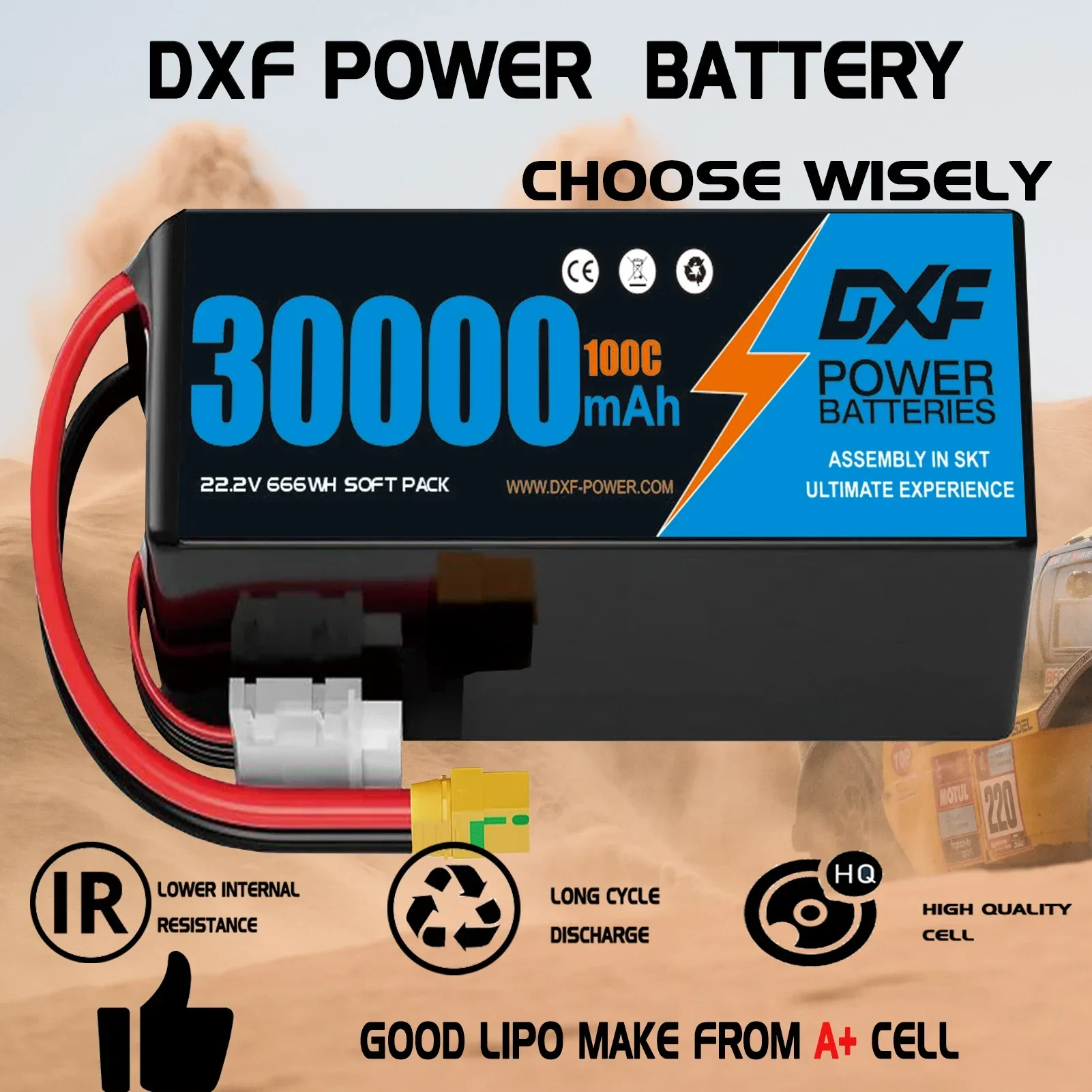 DXF 6S Lipo 30000mAh Battery 22.2V 4S Lipo 10000mAh 100C with XT90 EC5 For RC Helicopter Drone UAV FPV Boat Tank Truck CAR
