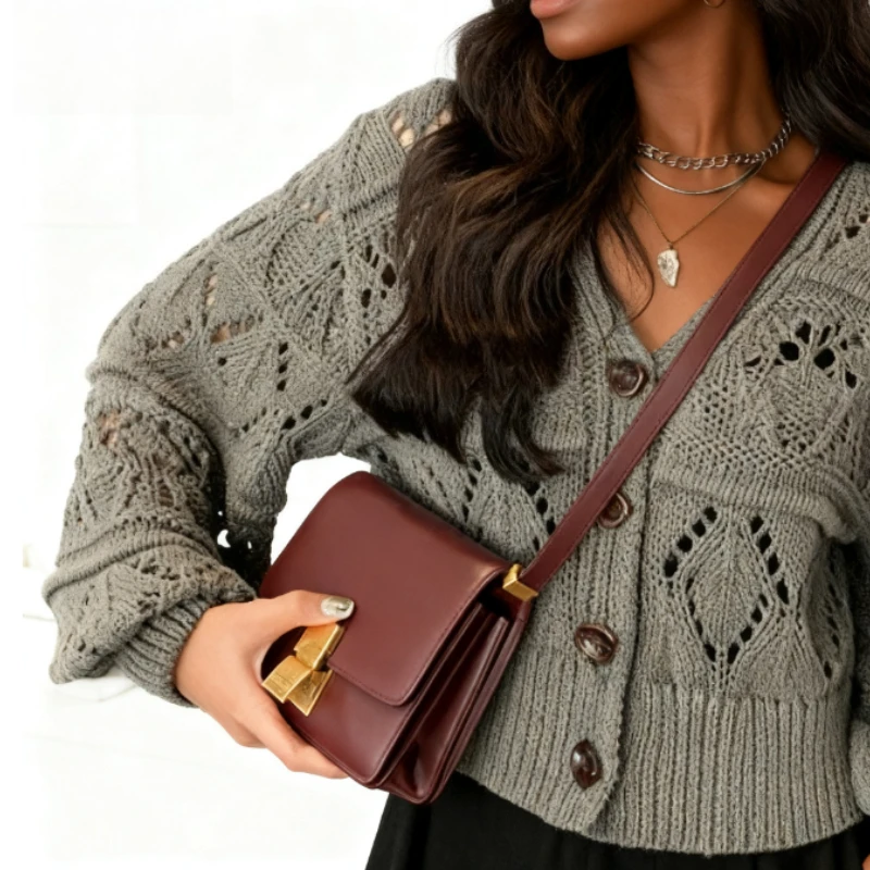 جديد ربيع الخريف موضة الجوف خارج سترة سترة قصيرة الخريف المرأة بلون الخامس الرقبة فضفاضة عادية محبوك