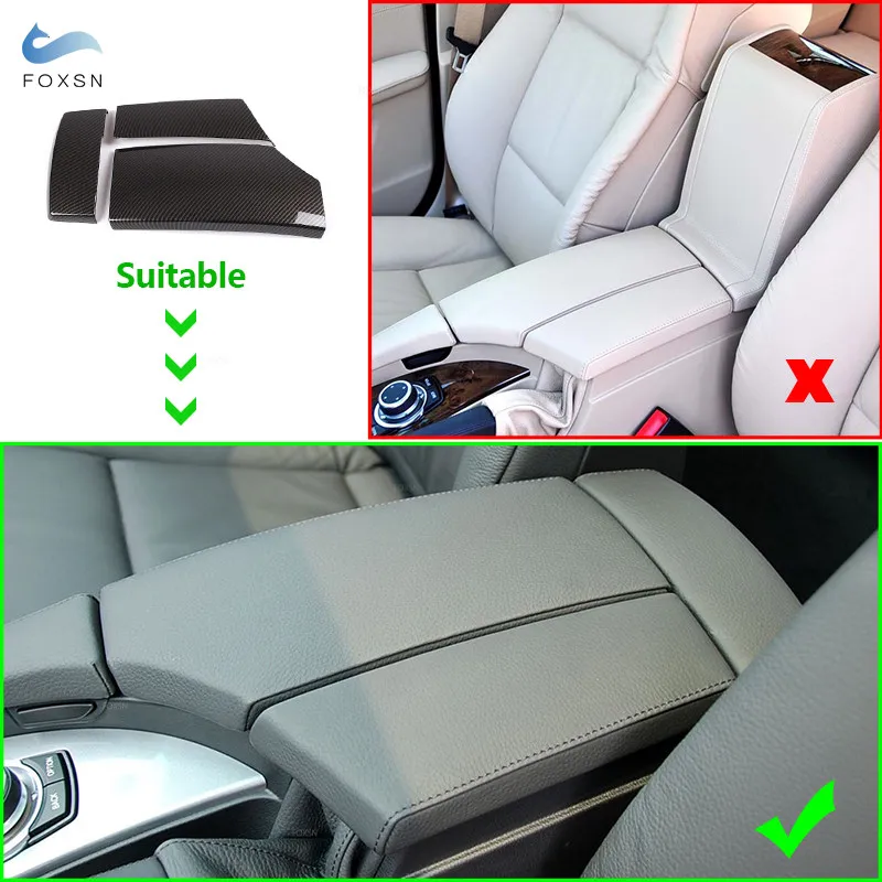 Für BMW 5 Series E60 2004 2005 - 2009 2010 Carbon Faser Stil Center Console Armlehne Storage Box Innen Zubehör abdeckung