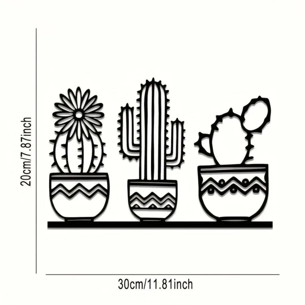 Art Deco Cactus Aluminum Wall Art 12x16 Inch Waterproof Durable Outdoor Desert Decor Living Room Sign