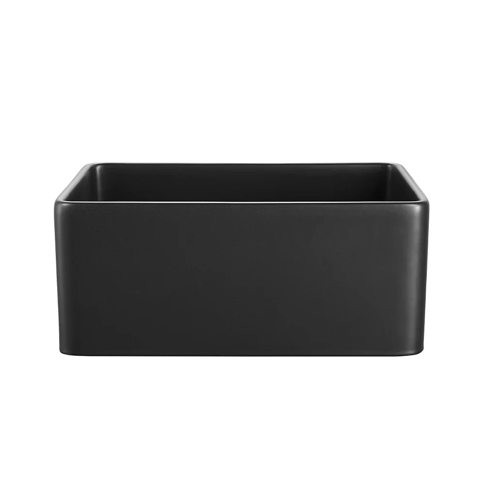 xx-24 Inch Modern Black Kitchen Sink Ceramic Vanity Bathroom Single Bowl Fireclay Undermount Farmhouse Sink Basin