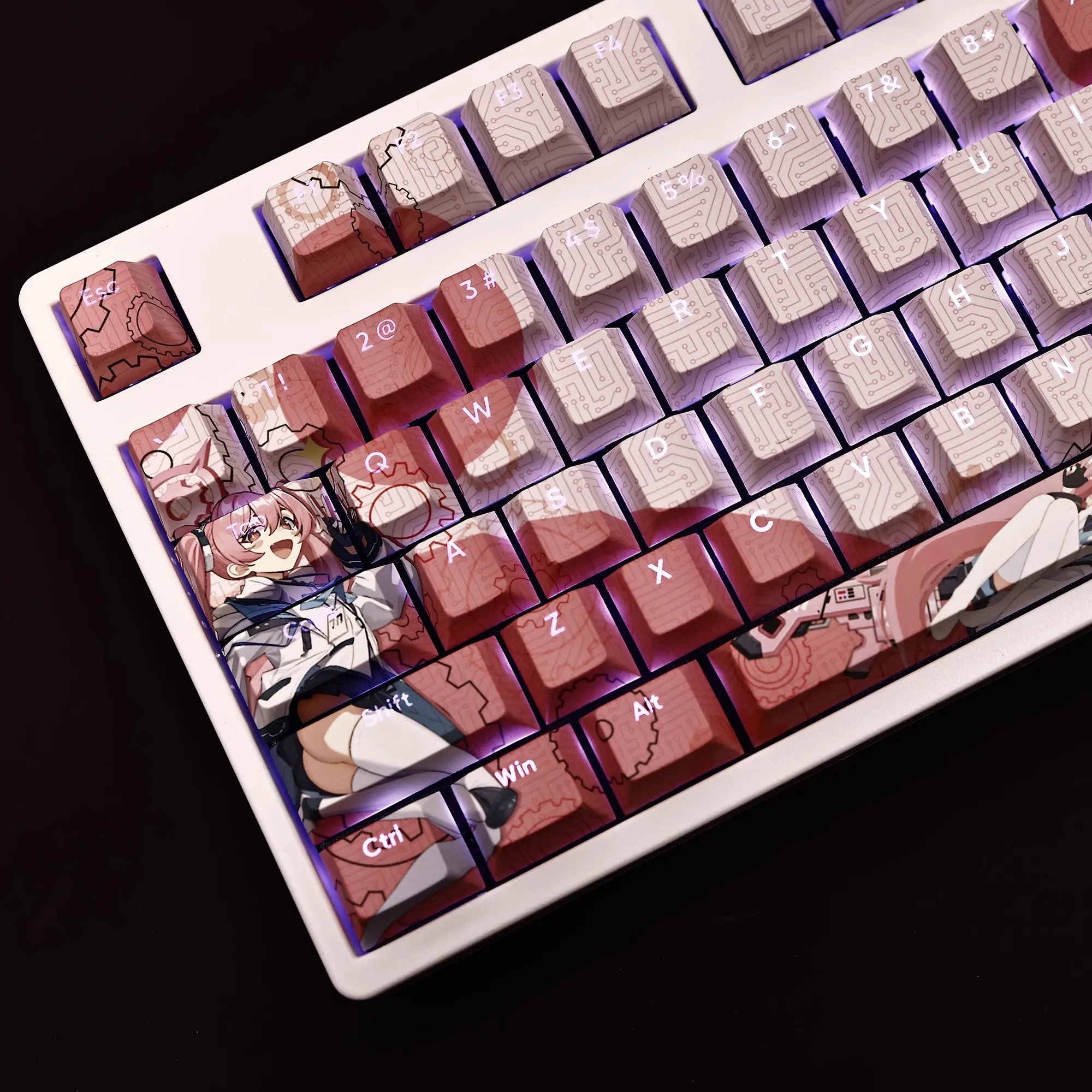 Imagem -02 - Anime Gaming Key Caps para Teclado Arquivo Azul Kurosaki Koyuki Pbt Backlit Desenhos Animados Anime Ansi 61 87 104 108 Chaves Set