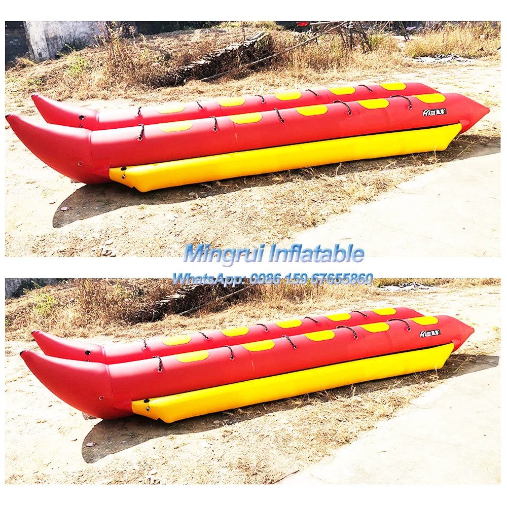 Inflatable Red Banana Boat, 10 Seat, Water Park Games, Flying Fish, Towable Tube, Hot Sale