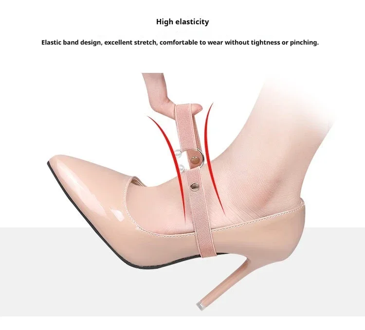Perlenverzierte, elastische, abnehmbare Schuhriemen für den Knöchel, rutschfeste Schuhhalterung, verhindert das Abrutschen von High Heels, Schuhzubehör. – Detail 5