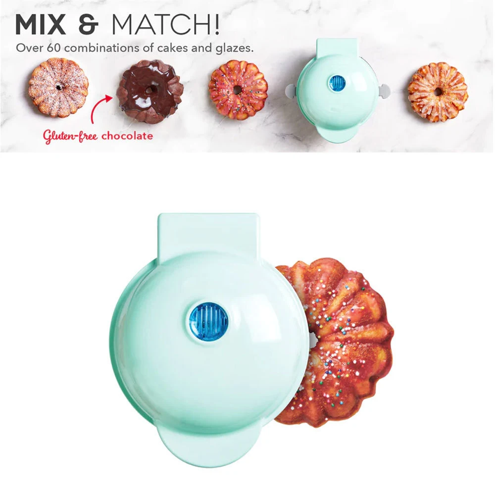 Flower Donut Maker Machine Non Stick Home Electric Food Grade Breakfast Cake Maker with Detachable Tray and Anti-slip Feet