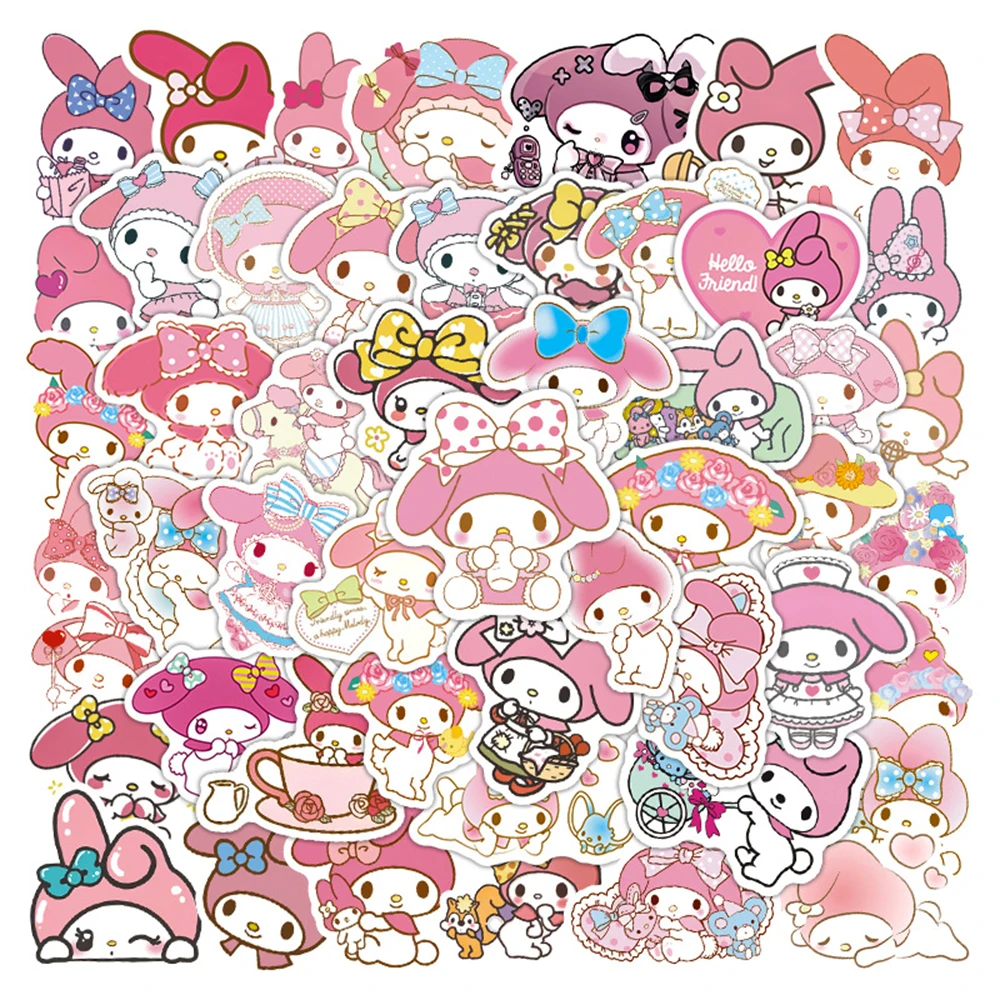 10/30/50pcs Kawaii Pink My Melody Anime Stickers Cute Sanrio Girls Decal Toy Phone Water Bottle Luggage Cartoon Graffiti Sticker