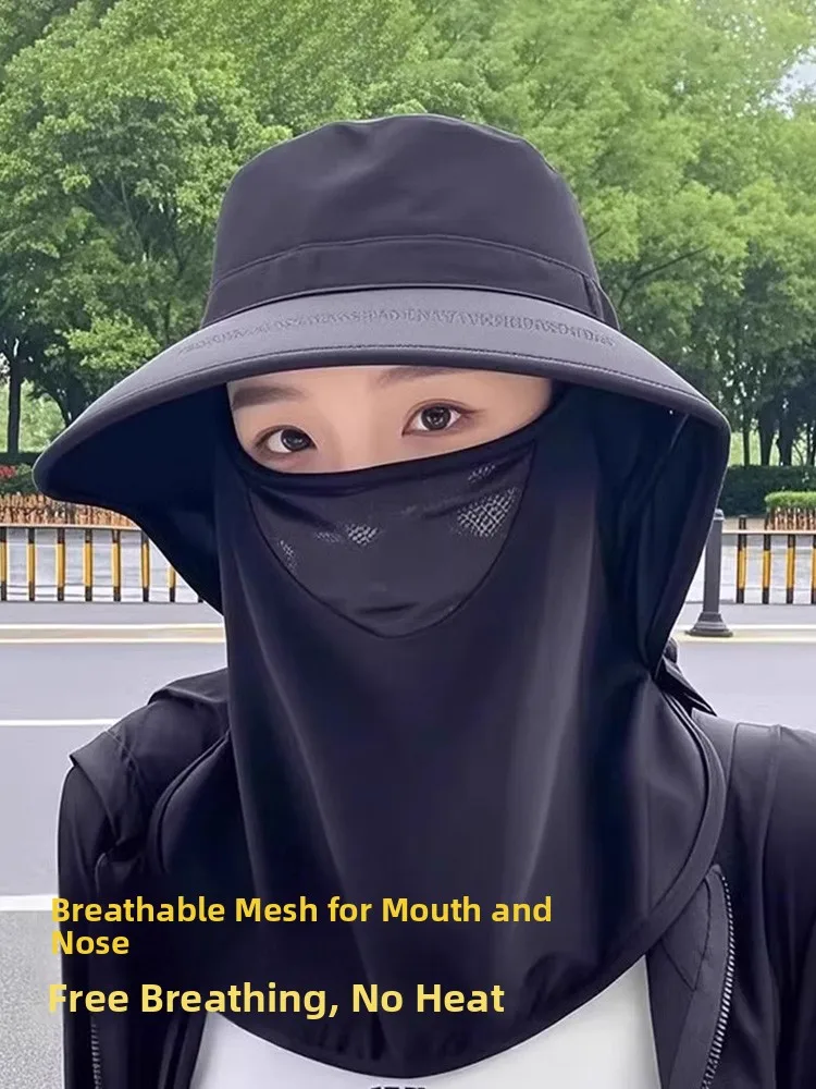 Women's Outdoor Sun Hat Full-Round UV Protection Breathable Face Cover Neck Protector One-Piece Summer Cap Casual Polyester F...