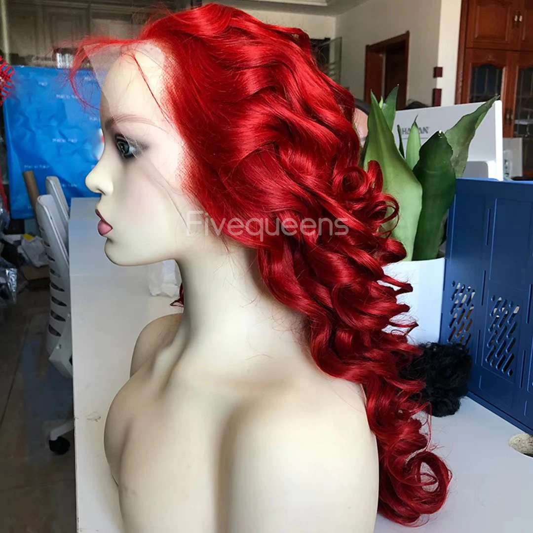 13X4 Red TP Lace Frontal Human Hair Wigs Red Colored Body Wave Lace Front Wig Burgundy Brazilian Hair Wigs For Women