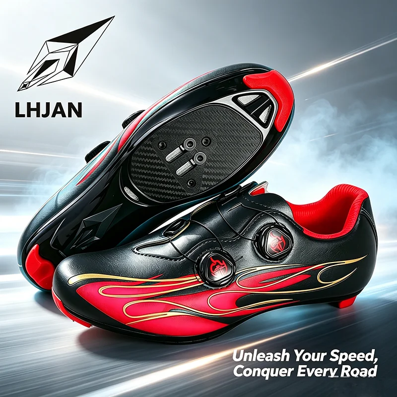 Road Bike Cleats - รองเท้าจักรยานแบบสปีดไซเคิล รองเท้าปั่นจักรยานเสือหมอบ สำหรับผู้ชายและผู้หญิง รองเท้ากีฬาสำหรับปั่นจักรยานแบบมีตัวล็อค รองเท้าสำหรับปั่นจักรยานแข่ง รองเท้าคลีทสำหรับ