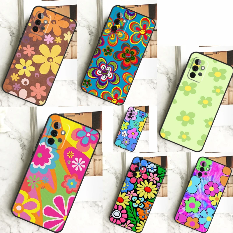 Groovy Flowers Hippie Bohemian Case For Samsung Galaxy A53 A33 A23 A13 A15 A25 A35 A55 A54 A34 A14 A51 A12 A32 A52 Cover