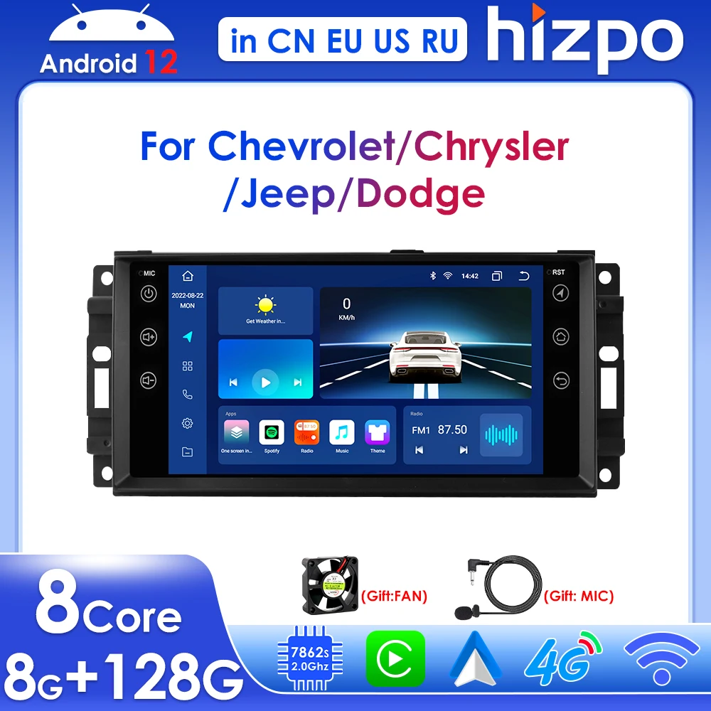 

Hizpo 7 "Carplay Android для Jeep Grand Cherokee Dodge Chrysler Wrangler AI Автомагнитола мультимедийный плеер GPS Navi Stereo RDS DSP