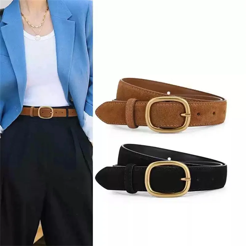 

Autumn Winter Jeans Women's Belt Suede Frosted Leather Belt Decorative Trousers New Style Fashion Waistbelt Accessories