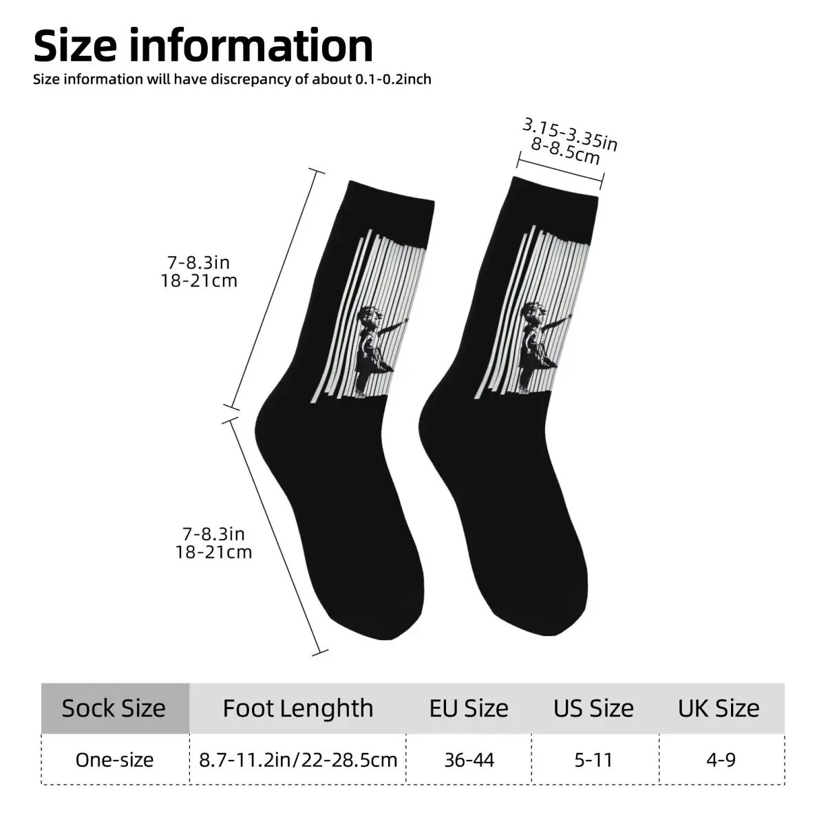 Hey! Ich habe es fixiert! Banksy Shredded Balloon Girl Socken Harajuku schweißabsorbierende Strümpfe ganzjährig lange Socken Weihnachtsgeschenke