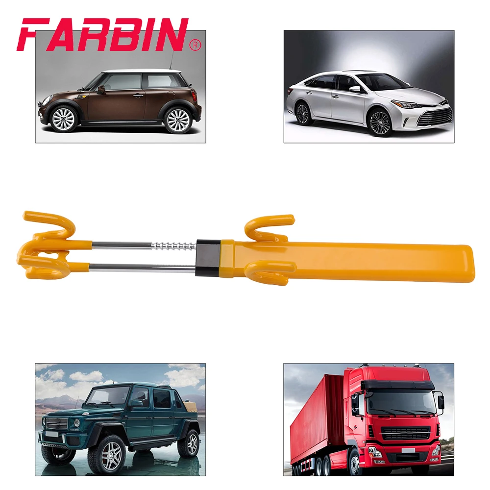 FARBIN Double Hook Locks Heavy Duty Double Anti Theft Wheel Car Lock Adjustable Length Steering Wheel Lock Safety Tool Accessory