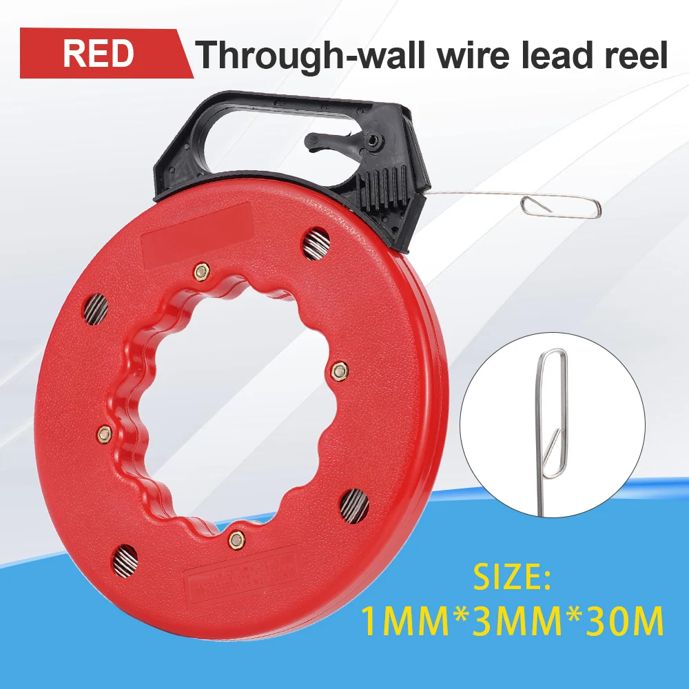 3mm width 30m cable puller fish tape conduit ducting reader pulling lead wire fish shaped cable puller stainless steel