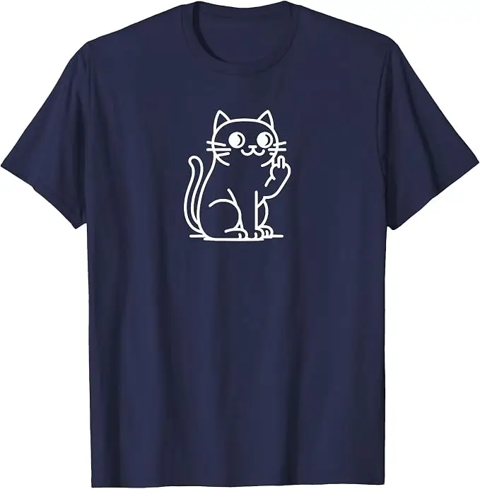 Lustige Katze für Frauen, für Männer: Katzen-T-Shirt mit abgezeigtem Mittelfinger Y2k Gruhige Katze Comic-Grafik Kleidung Weiches Baumwoll-T-Shirt – Detail 15