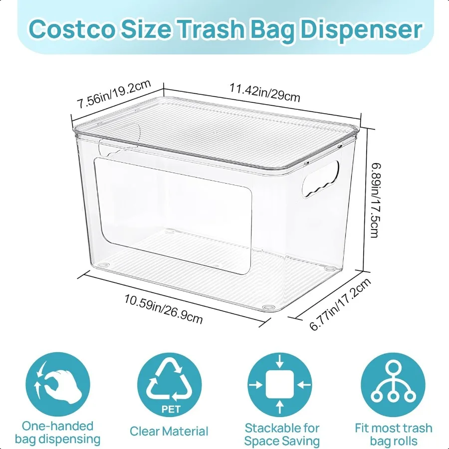 2 حزمة كيس قمامة حامل تكويم كيس النفايات موزع ل 13 30 33 جالون أكياس واضح المنظم صناديق لحوض المطبخ La