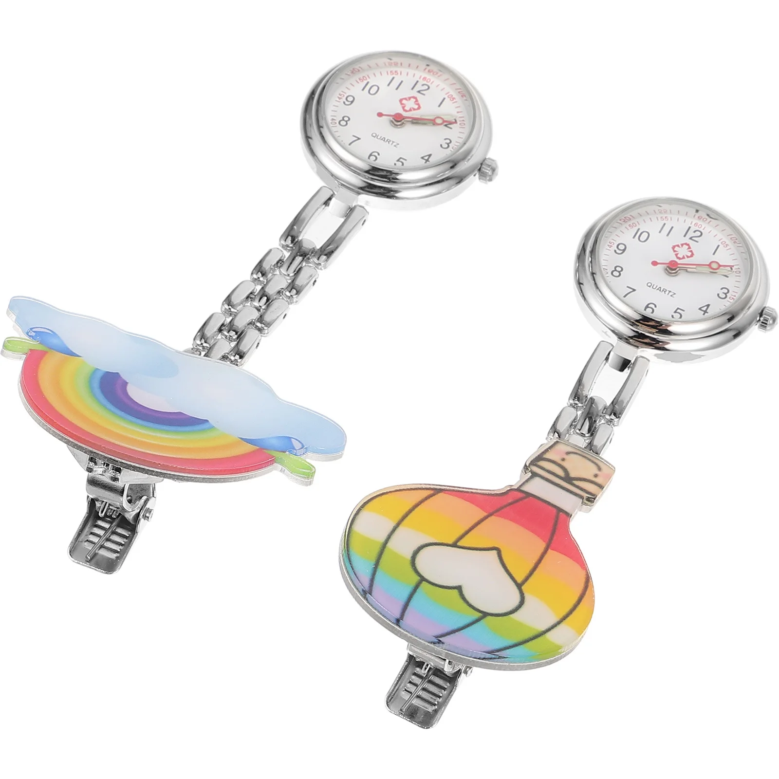 

2Pcs Nurse Pocket Watch Clip-on Accurate Stainless Steel Hanging Watch Nursing Watches for Women Practical Portable
