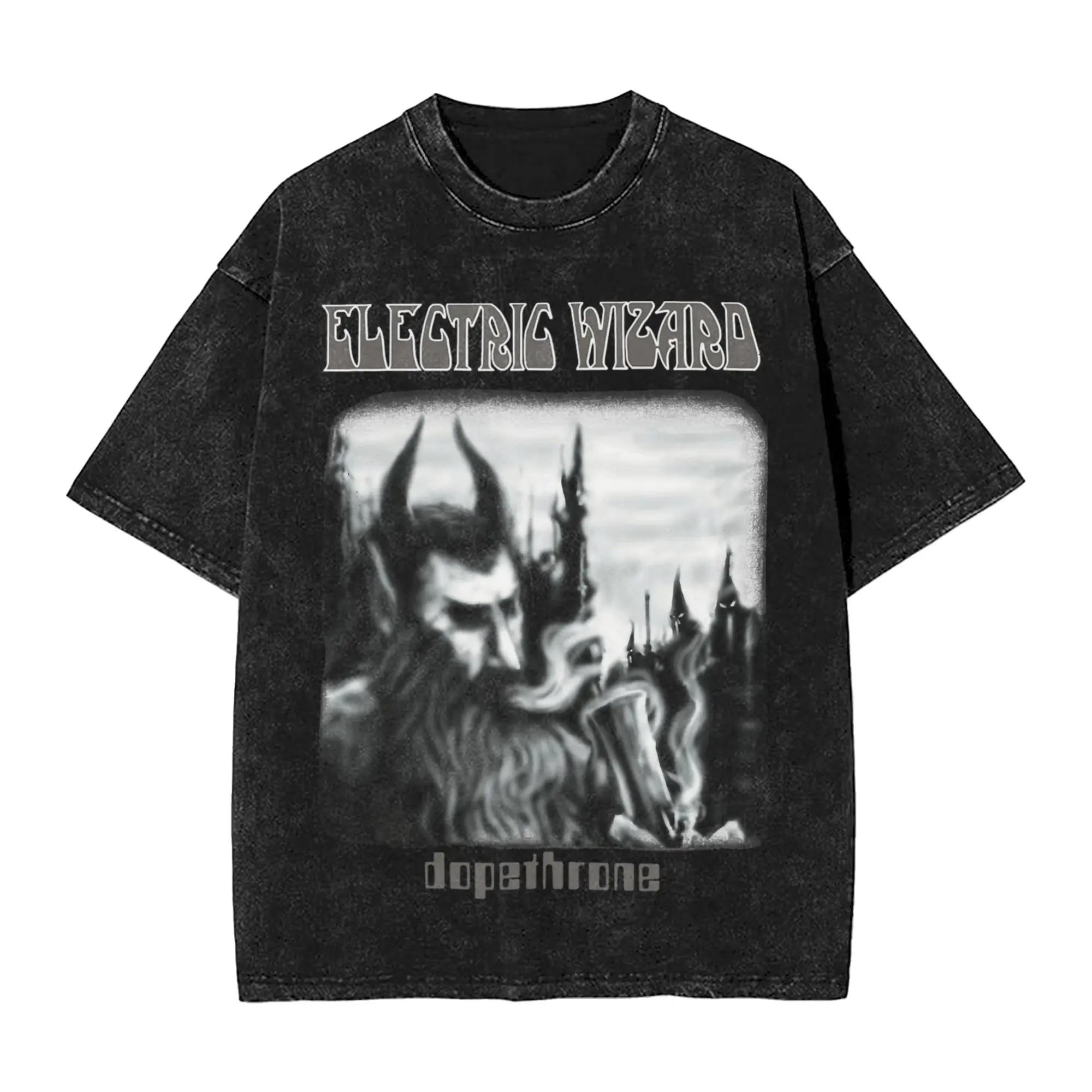 Electric Wizards Dopethrone Old School Metal T Shirts Hip Hop Washed Oversize T-Shirts for Men Tops Streetwear Summer Tee Shirt