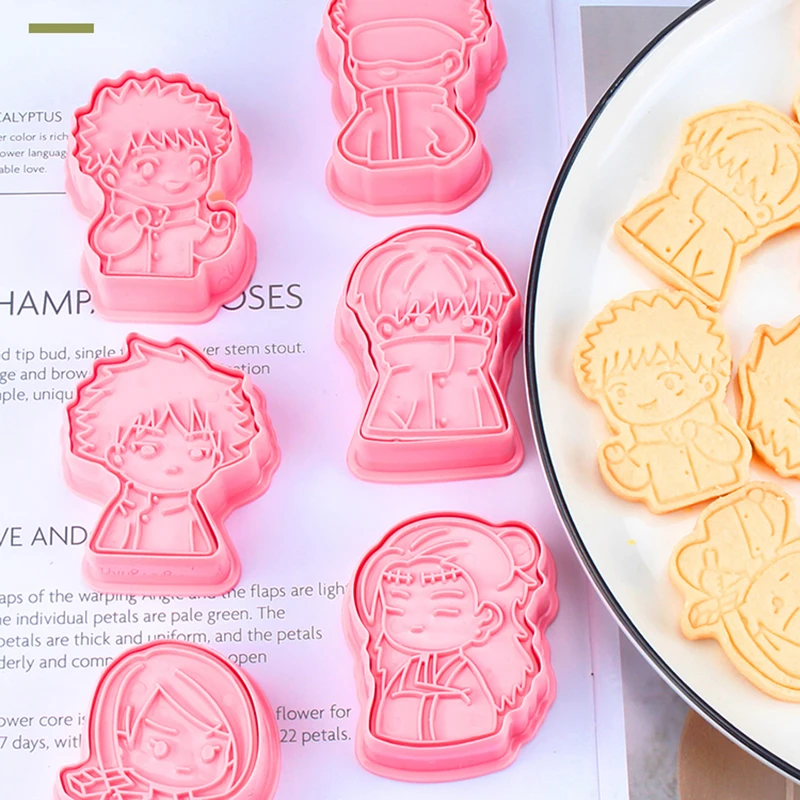 6Pcs Anime Jujutsu Kaisen Cookies Cutter Set Tools 3D Pressing Cookie Biscuit Mold Baking Tools Kitchen Christmas Halloween Gift