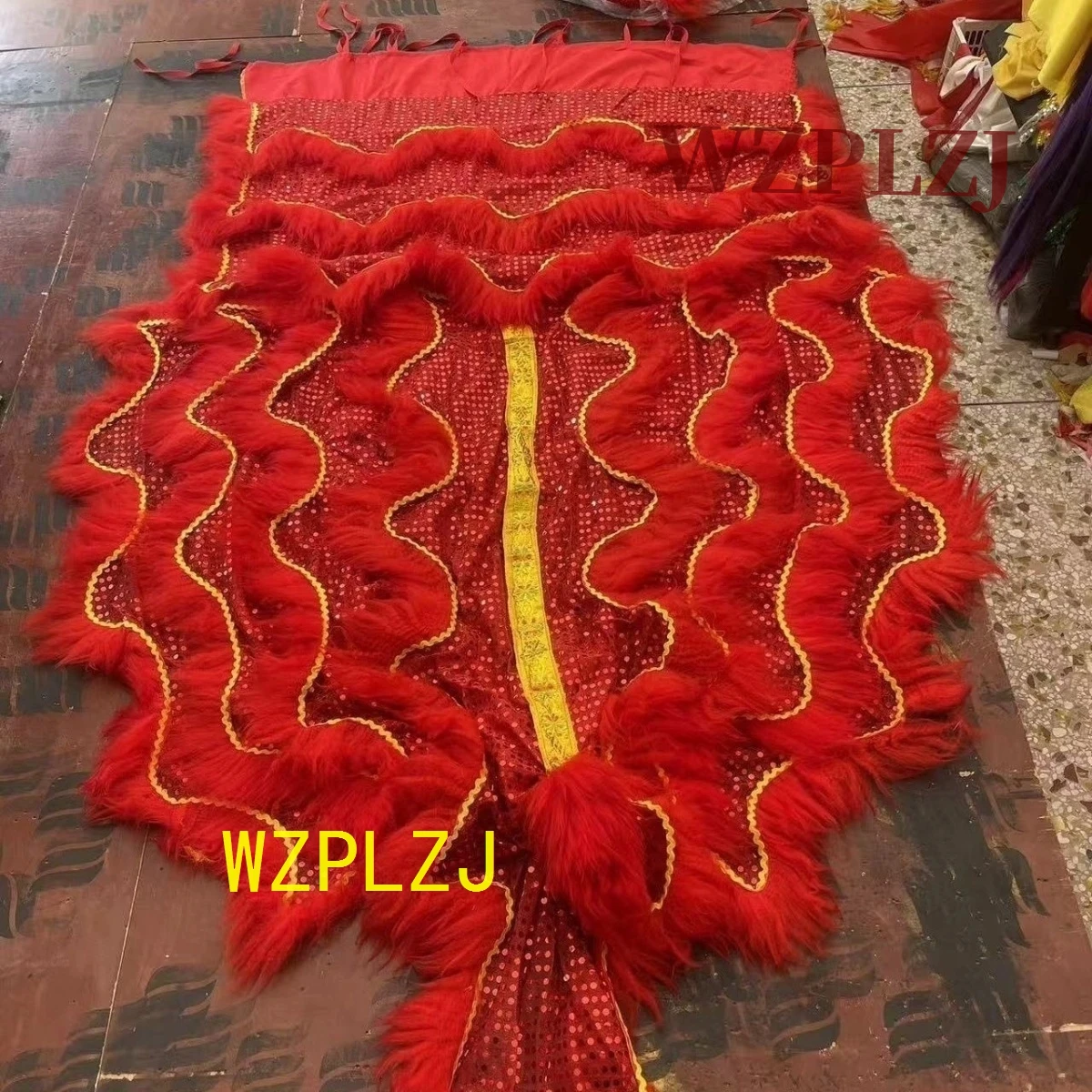 Lion Body Tail Wool FUR  for  Chinese  Lion Dance Children   Stage Costume Kung Fu Performance Dancing Clothing