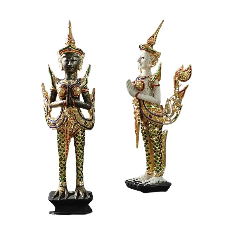 

Southeast Asian Style KINNAREE Decoration Club Hotel Wood of Buddha Decoration Thai Style Handicraft Equipment Ornaments