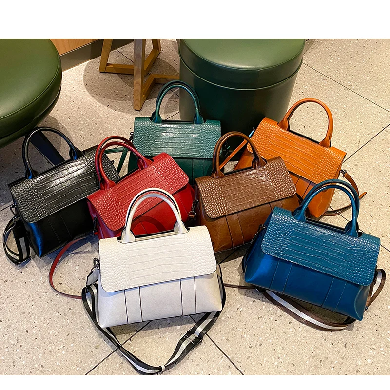 

Women's Crocodile Leather Tote Bag Female Crossbody Designer Luxury Shoulder Bags Cowhide Genuine leather Large Capacity Handbag