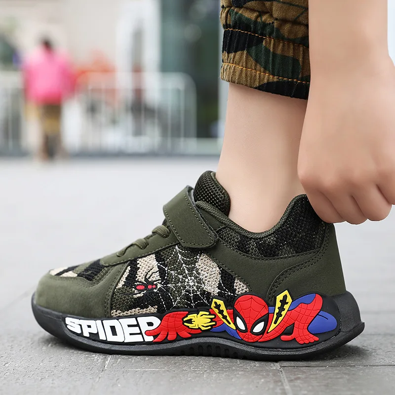 Disney Shoes Children Camouflage Green Sneaker Shoes For Kid Walking PU Breathable Shoes Size 26-35