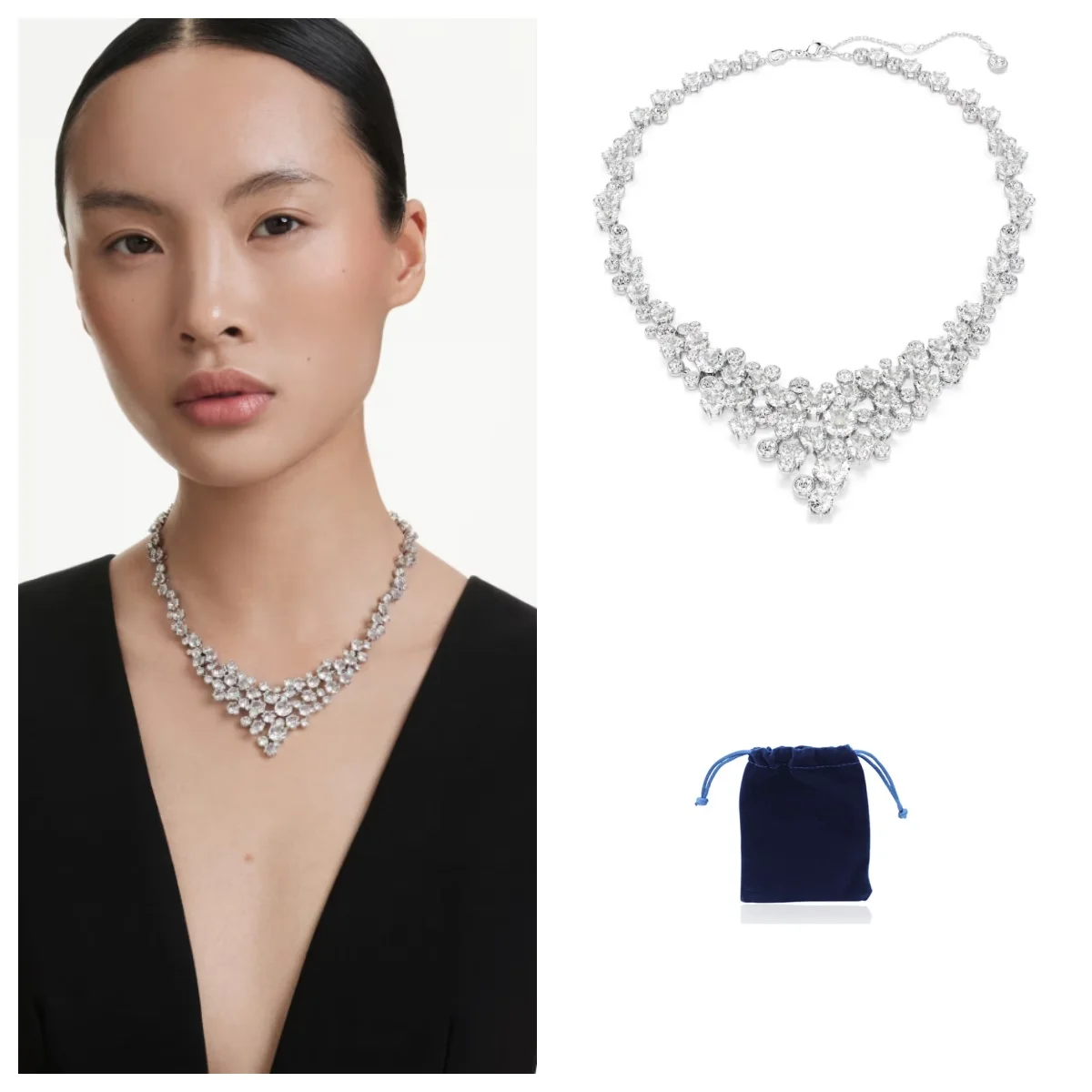 

Constella necklace Mixed cuts, Clasp, White, Rhodium plated