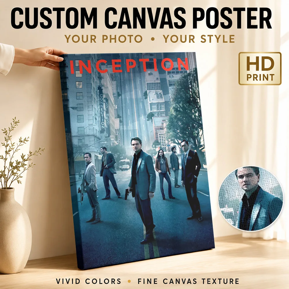 INCEPTION Canvas Poster Customized Photo Vintage Movie Wall Art for Living Room Home Theater Decor Ready to Hang Gift for Fans